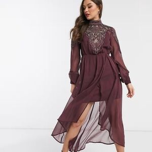 ASOS DESIGN embroidered yoke midi dress